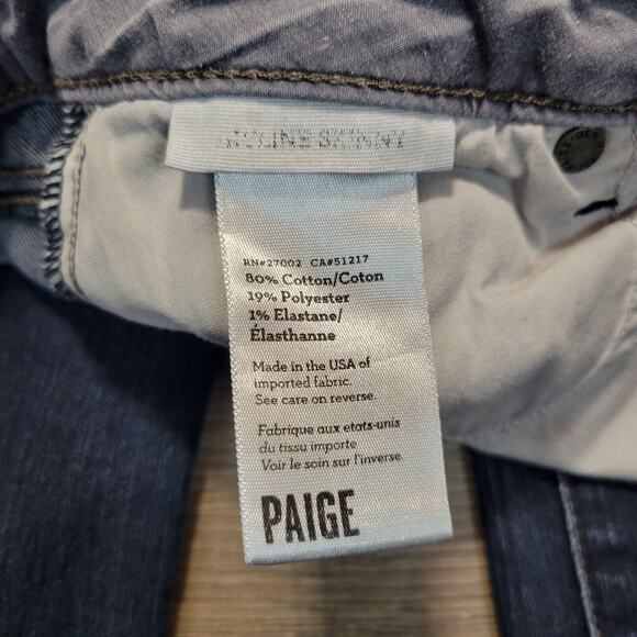 Paige Jeans Womens 25 Blue Denim Skyline Skinny Fit Distressed Stretch Casual - Picture 5 of 9